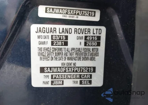 2015 Jaguar Xf 2.0T Premium из США, поврежденный, VIN SAJWA0FSXFPU75219